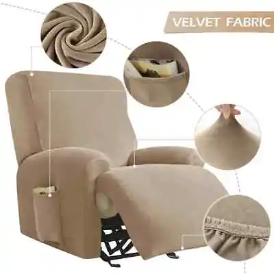 Velvet Fabric Recliner Chair Cover Lazy Boy Relax Reclining Sofa Cover Elastic  • £201.55