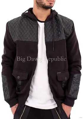 D-Rock Men's Quilted Zip Up Hoodie Urban Jacket New Hip Hop Era Time Money Is • $77.78