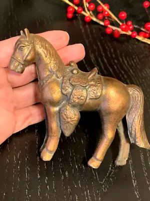 Horse Figurine Cast Metal Copper Vintage 1950's Western Equestrian Collectible • $15