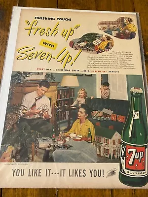 Vintage 1946 7-Up Family Decorating Christmas Tree Ad • $9.99