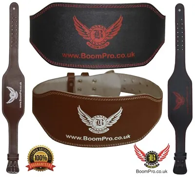 £9.99 • Buy Boom Pro 6  Gym Weight Lifting Belt Leather Training Fitness Power Back Support