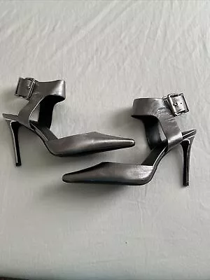 DKNY Belka Leather Metallic Pointed Toe Ankle Strap With Buckle 9M • $40