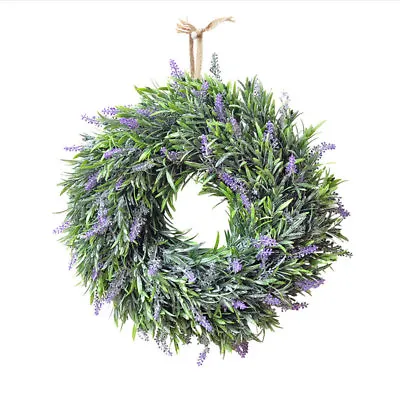 Natural Door Hanging Lavender Wreath Artificial Silk Flower Home Garland Decor • £8.95