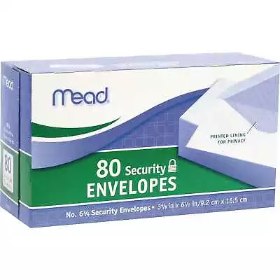 Mead Security Tinted #6-3/4 Business Envelopes 3-5/8  X 6-1/2  White 80/Pack • $11.48