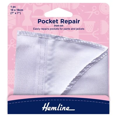 £2.99 • Buy Hemline Iron On Pocket Repair 18cm X 18cm - Trouser / Jacket - 100% Cotton H875