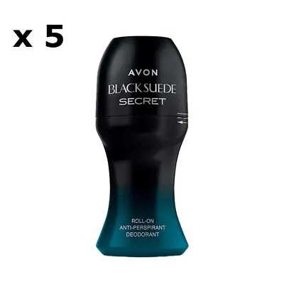 £9.95 • Buy 5 X Avon Black Suede Secret Roll-On Anti-Perspirant Deodorant For HIM 50ml - NEW