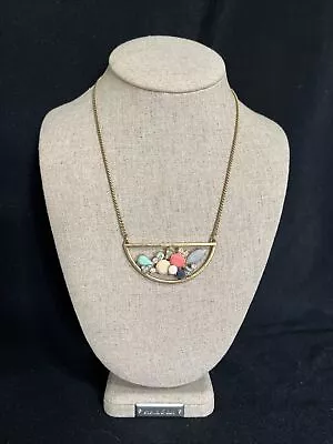 J CREW Necklace Designer Costume Jewelry Gold Tone Crystals Aurora Borealis • $12