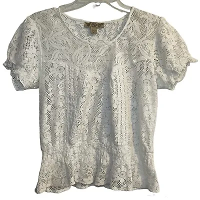Nine West Vintage America Collection Kacy Lace Top White Size Small Boho  • $18