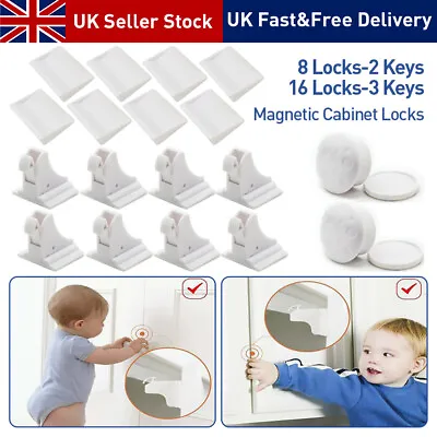 Locks + Keys Invisible Magnetic Baby Child Safety Lock Baby Proofing Cupboard • £17.99