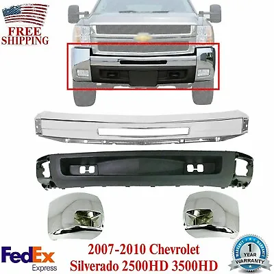 Front Bumper Chrome +Valance +End Caps For 2007-10 Chevy Silverado 2500HD 3500HD • $434.40