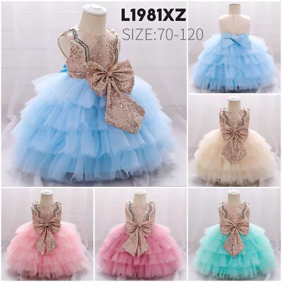 Kids Baby Flower Girls Party Sequins Dress Wedding Bridesmaid Dresses Princess • £19.99