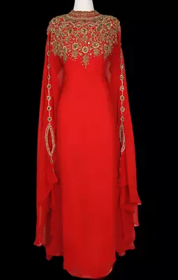 £40.90 • Buy Sale New Moroccan Dubai Kaftans Abaya Farasha Dress Very Fancy Long Gown MS 414