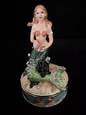 Sweetheart Collectibles Mermaid Trinket Box With Crystals Marked SC • $24.99