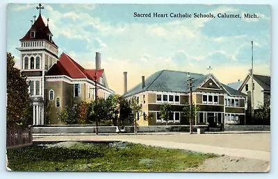 $39.95 • Buy POSTCARD Sacred Heart Catholic Schools Calumet Michigan 1915 