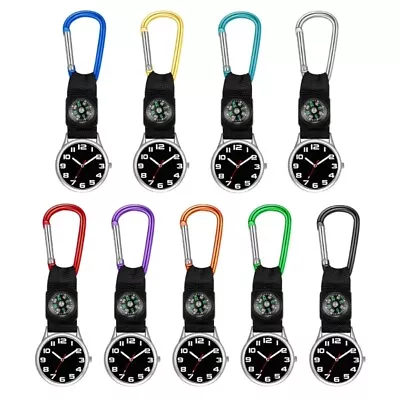 Round Dial Pocket Carabiner Clip Sports Hiking Watch With Compass Lightweight • £8.08