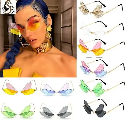 £5.99 • Buy Women Vintage Dragonfly Steampunk Sunglasses Men Frameless Rimless Sunglasses 