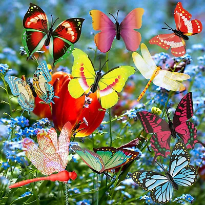 50PCS Butterfly Dragonfly Stakes Planter Flower Pot Bed Garden Yard Art Decor US • $9.98