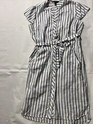 LONG TALL SALLY Striped Shirt Dress  Pockets Belt Sz 10 • $29