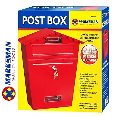 Post Box Large Letter Mail Box Steel Lockable Outdoor Wall Mount With Keys Red • £24.99