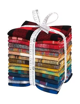 Robert Kaufman Fabrics Mammoth Flannel Plaids 15 Fat Quarters Rainbow • $131.26