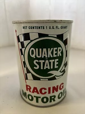 Vintage Metal 1 Quart Quaker State Racing Motor Oil Can Full • $13.50