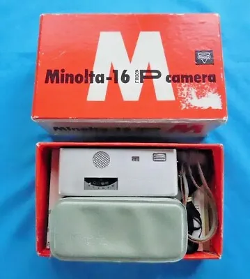 Minolta 16 Model P Film Camera Subminiature Spy Box Case Manual Strap Warranty • $29.99