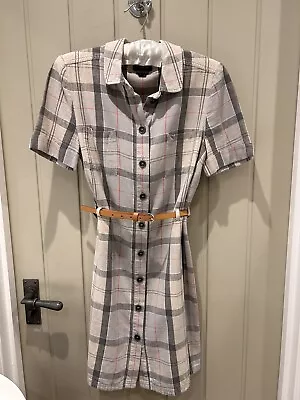 BARBOUR Women’s Tartan Linen Shirt Dress UK 12 • £17.40