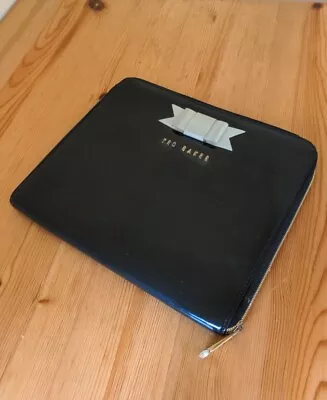 £5.99 • Buy Ted Baker 11  Clutch/iPad Sleeve Case Zip Black PVC Plastic Bow Cover Travel