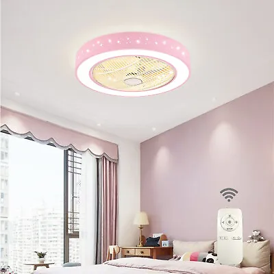 $100 • Buy Pink Ceiling Fan W/LED Light + Remote Modern Lamp Kids Girls Room Bed Room Lamp