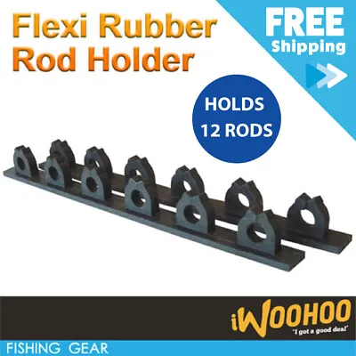 $14 • Buy Rubber Fishing Rod Rack Pool Cue Holder 12 Items Fish Gear Storage Organiser