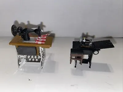 Lot Of 2 Dollhouse Miniature Sewing Machines ~ Vintage Furniture Accessories • $10.99