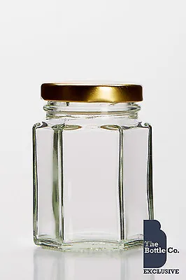 72 X 110ml  / 4oz HEXAGONAL HEX JAM JAR HONEY CANDLE C/W CHOICE OF LID COLOUR • £49.60