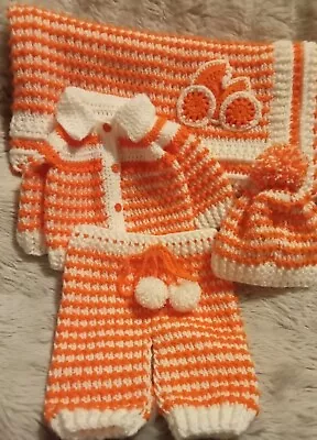Handmade Crochet Baby Girl Set Blanket 85cmx85cm And Clothes Size 0-3months • £25