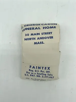Vintage R. George Caron Funeral Home Faintex Smelling Salt Fainting Kit • $24.99