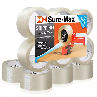 12 Rolls Clear Box Sealing Packing Tape Shipping - 2 Mil 2  X 55 Yards (165') • $20.99