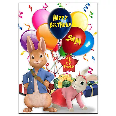 752; Large Personalised Birthday Card; Peter Rabbit; For Any Name Age; To Little • £4.50