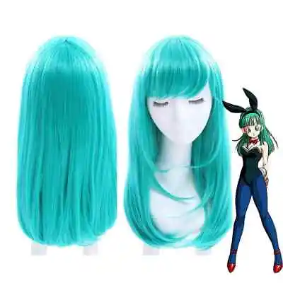 Bulma Medium Long Straight Bangs Green Cosplay Wig Party Hair Wigs • $15.99