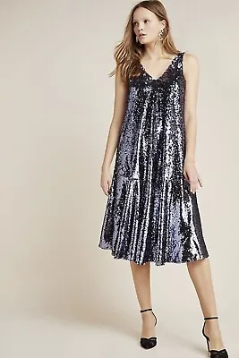 Anthropologie Sybil Sequined Dress 1920 Great Gatsby Flapper Old Hollywood PXS • $119.99