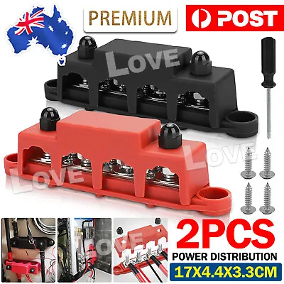 2pcs 4 Post Power Distribution Block Terminal Screw Bus Bar 250A 12V-48V DC M8 • $22.45