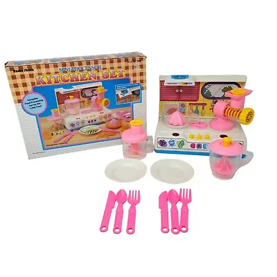 Vtg Radio Shack Mini Processor Kitchen Set Pretend Play 17 Piece Electronic Pink • $35.99