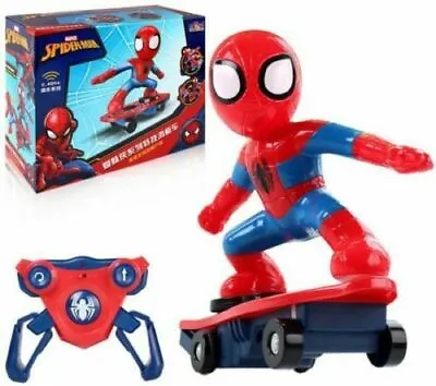 2.4ghz Spiderman Stunt Scooter Skateboard Radio Remote Control Car Music & Light • £27.99