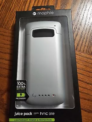 NEW GENUINE Mophie Juice Pack HTC ONE M7 Rechargeable Battery Case Silver Cover • $50