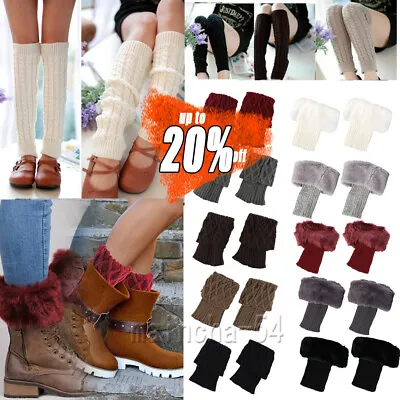 £3.93 • Buy Women Ladies Winter Warm Leg Warmers Socks Cable Knit Knitted Crochet Long Socks