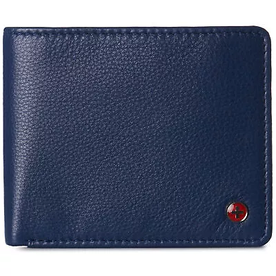 Alpine Swiss Mens Leather RFID Bifold Wallet 2 ID Windows Divided Bill Section • $19.99