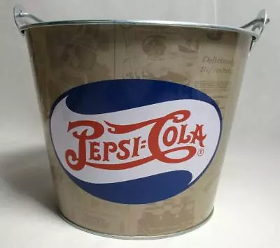 Pepsi Cola Logo 5 Qt Galvanized Metal Ice Bucket With Handle & Bottle Opener B-7 • $21.90