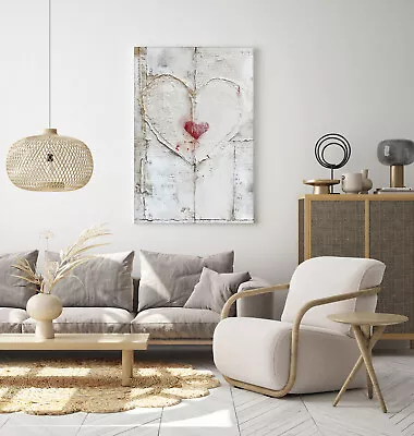 Tiny Lovely Heart Canvas Wall Art Print Framed Picture Decor Living Room • £14.99