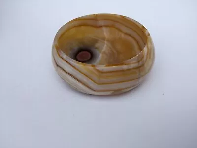 5in Carved Marble/Stone Bowl Vintage Amber Swirl • $15