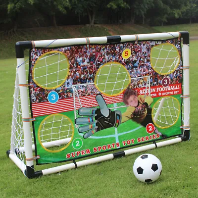 120cm Football Target Soccer Goal Net Set  With Ball Pump Kids Children Target • £35.99