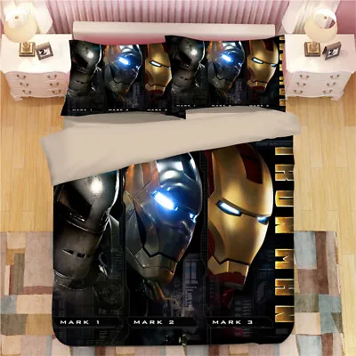 Avengers Iron Man Bedding Set Soft Duvet Cover Comforter Cover W/ Pillowcases • $66.49