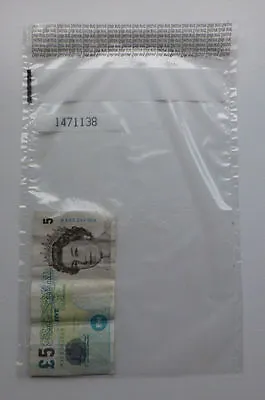  20 X Plastic Tamper Evident Note / Bank Bags / Cash / Money / Valuables LARGE • £4.75